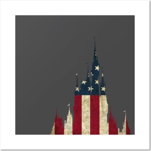 American Flag Magic Castle Silhouette Posters and Art